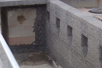 Corroded concrete clarifier after surface preparation