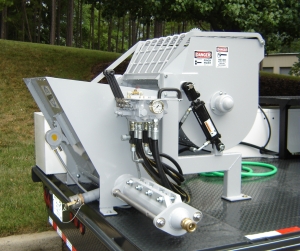 Mainstay Mortar Mixer Pump mounted on the end of a trailer
